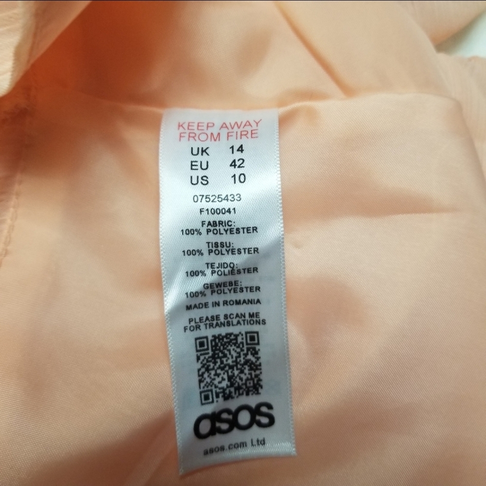 asos peach sheer long sleeve wrap blouse - Picture 6 of 7
